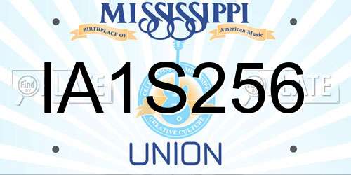 IA1S256 Mississippi License Plate