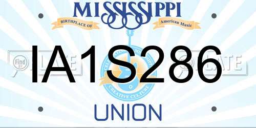 IA1S286 Mississippi License Plate