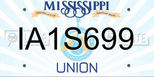 IA1S699 Mississippi License Plate