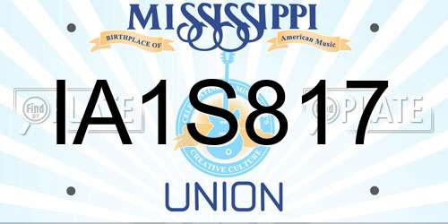 IA1S817 Mississippi License Plate