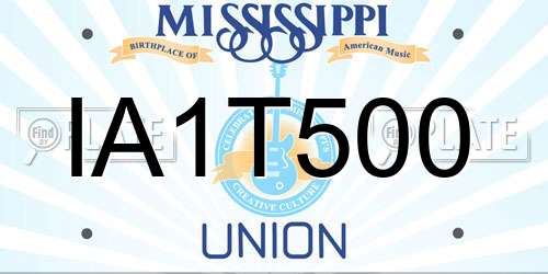 IA1T500 Mississippi License Plate