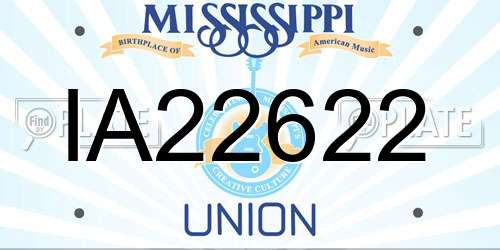 IA22622 Mississippi License Plate