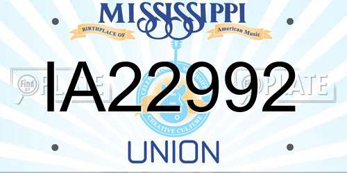 IA22992 Mississippi License Plate