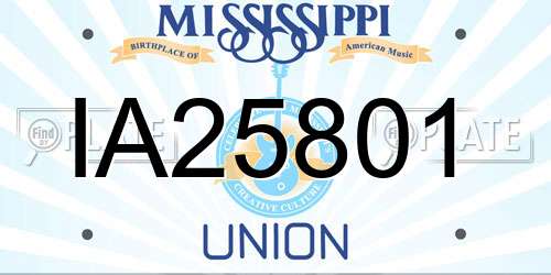 IA25801 Mississippi License Plate
