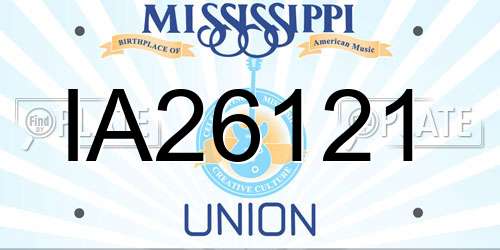 IA26121 Mississippi License Plate