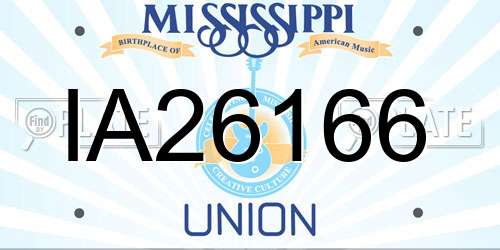 IA26166 Mississippi License Plate