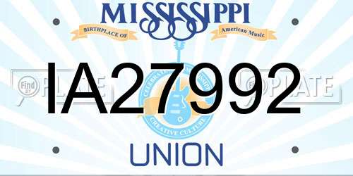 IA27992 Mississippi License Plate