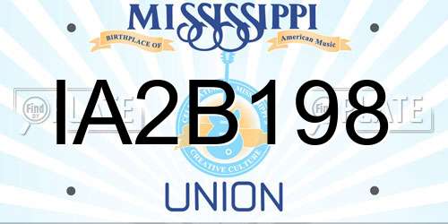IA2B198 Mississippi License Plate