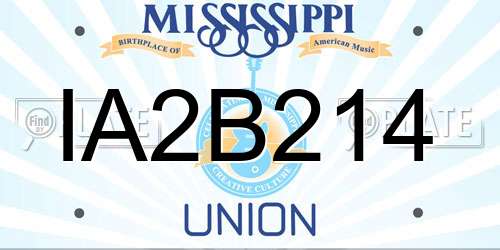 IA2B214 Mississippi License Plate