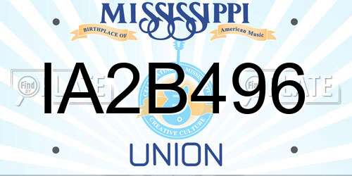 IA2B496 Mississippi License Plate