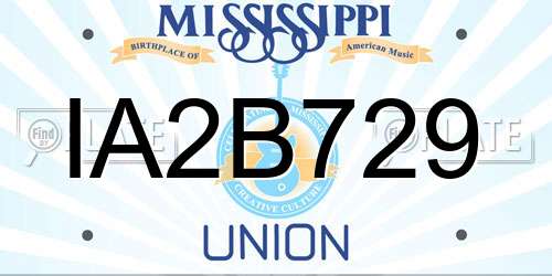 IA2B729 Mississippi License Plate