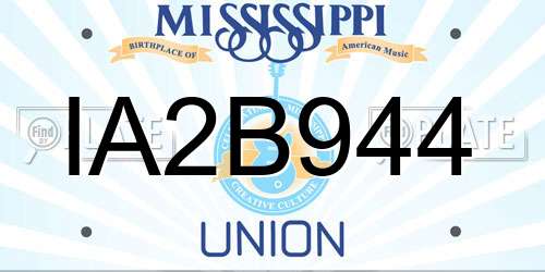 IA2B944 Mississippi License Plate