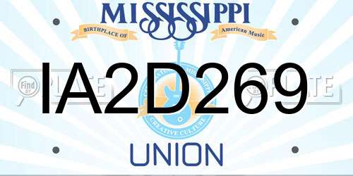 IA2D269 Mississippi License Plate