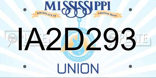 IA2D293 Mississippi License Plate