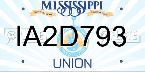 IA2D793 Mississippi License Plate