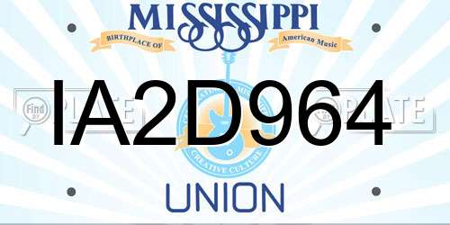 IA2D964 Mississippi License Plate