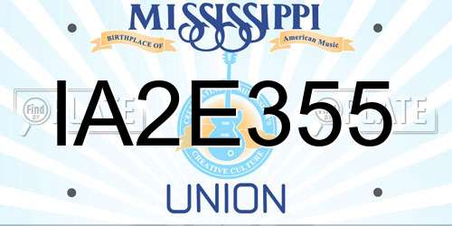 IA2E355 Mississippi License Plate