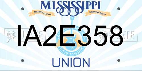 IA2E358 Mississippi License Plate