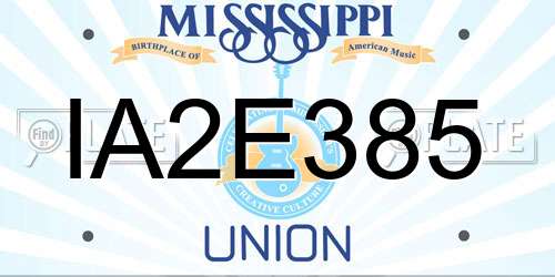 IA2E385 Mississippi License Plate