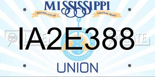 IA2E388 Mississippi License Plate