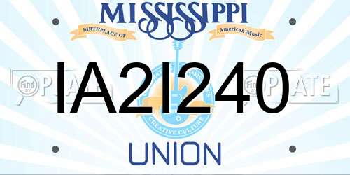 IA2I240 Mississippi License Plate