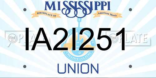 IA2I251 Mississippi License Plate