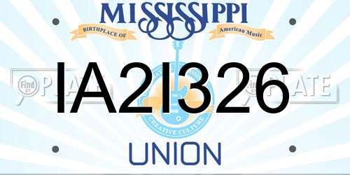IA2I326 Mississippi License Plate