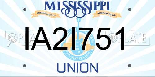 IA2I751 Mississippi License Plate