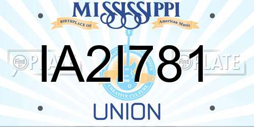 IA2I781 Mississippi License Plate