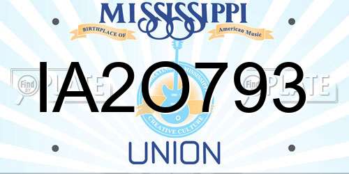 IA2O793 Mississippi License Plate