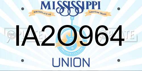 IA2O964 Mississippi License Plate