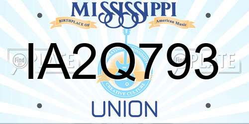 IA2Q793 Mississippi License Plate
