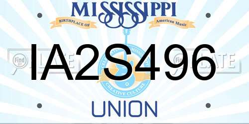 IA2S496 Mississippi License Plate