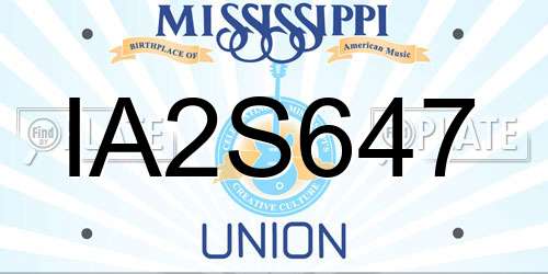 IA2S647 Mississippi License Plate