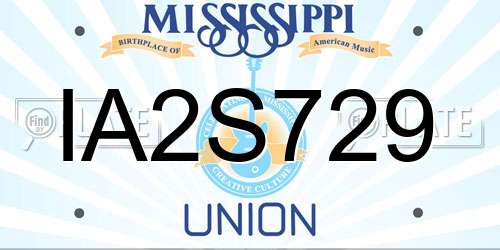 IA2S729 Mississippi License Plate