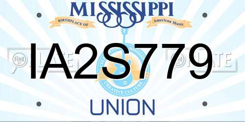 IA2S779 Mississippi License Plate