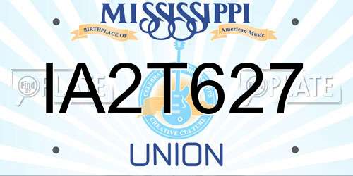 IA2T627 Mississippi License Plate