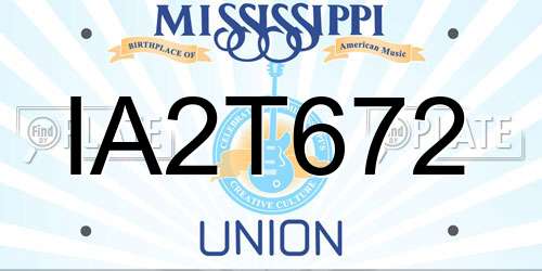 IA2T672 Mississippi License Plate