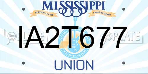 IA2T677 Mississippi License Plate