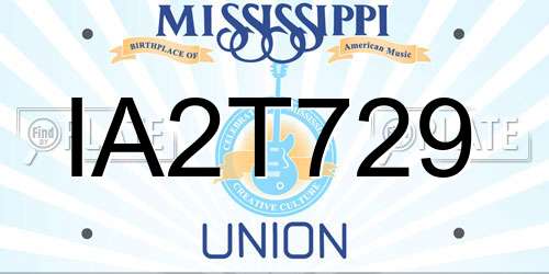 IA2T729 Mississippi License Plate