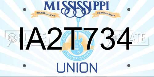 IA2T734 Mississippi License Plate