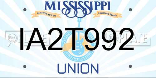 IA2T992 Mississippi License Plate