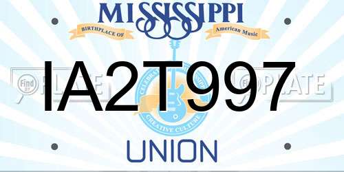 IA2T997 Mississippi License Plate