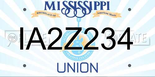 IA2Z234 Mississippi License Plate