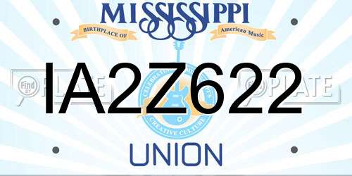IA2Z622 Mississippi License Plate