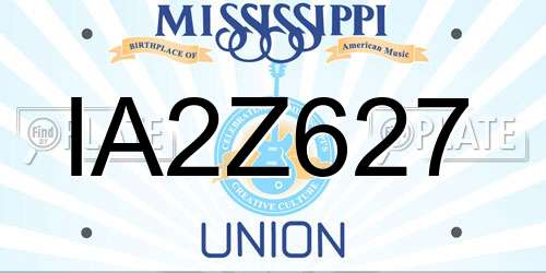 IA2Z627 Mississippi License Plate