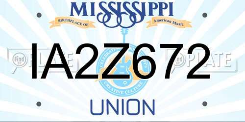 IA2Z672 Mississippi License Plate
