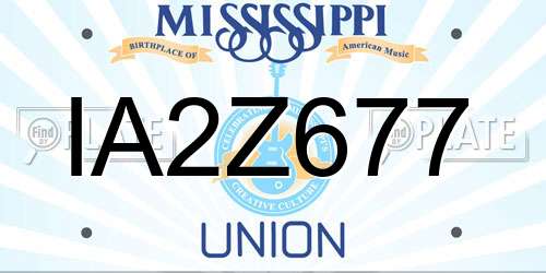 IA2Z677 Mississippi License Plate