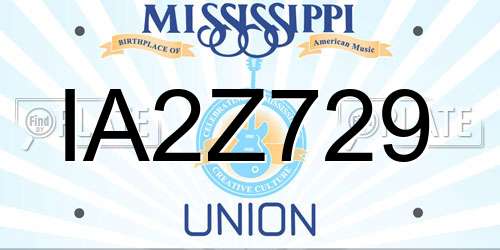 IA2Z729 Mississippi License Plate