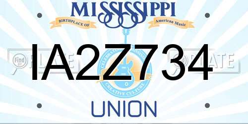 IA2Z734 Mississippi License Plate
